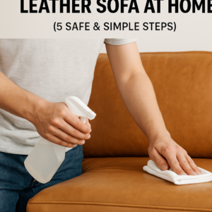 clean leather sofa at home