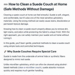 how to clean a suede couch at home