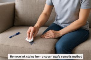 Remove ink stains from a couch using gentle blotting and safe cleaning methods at home 