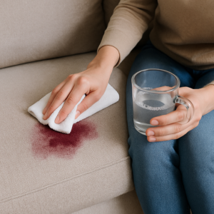 Removing red wine stains from a couch at home