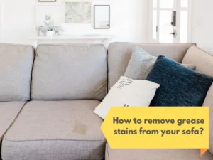 Grease smear on a fabric couch cushion before cleaning