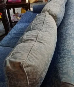 Couch fabric showing subtle discoloration weeks after cleaning
