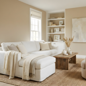 Sunlight entering through a window affecting couch fabric after cleaning
