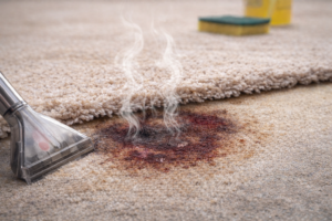 Carpet stain reappearing beneath the surface during DIY carpet cleaning