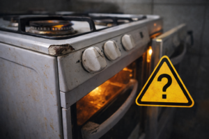 A working oven showing subtle signs of wear, suggesting uncertainty about whether continued use is the right choice