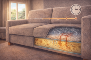 Couch that looks fine on the surface while internal moisture and cushion changes develop over time