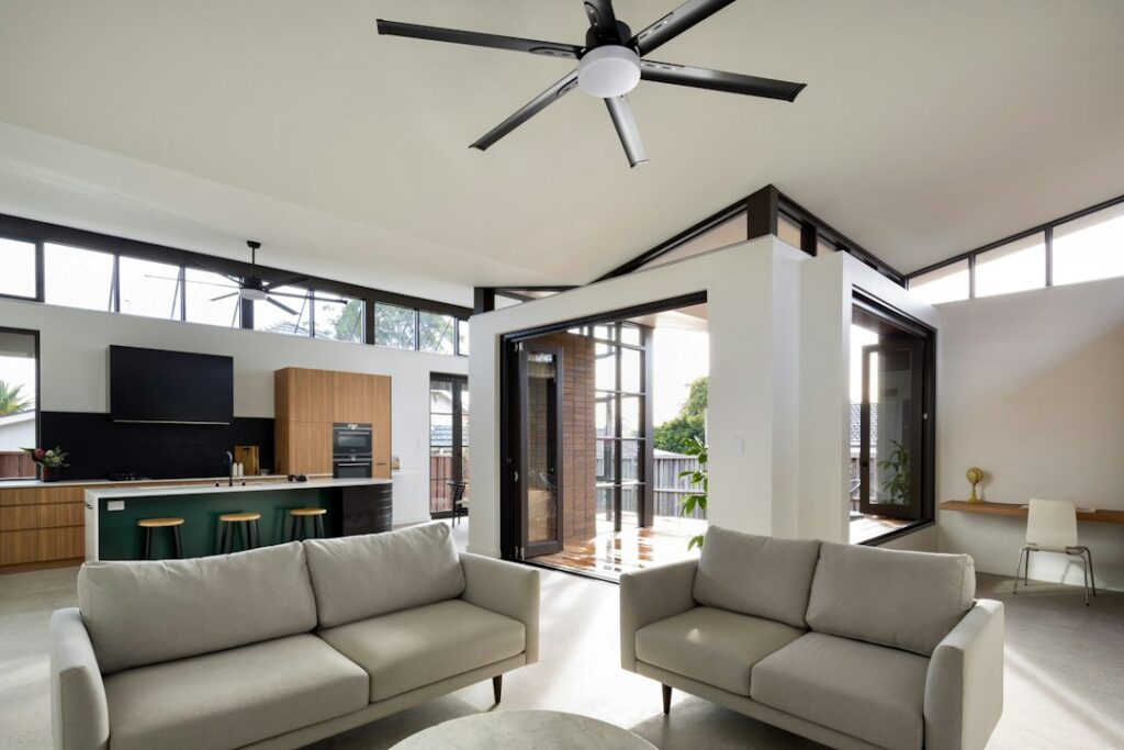 Large ceiling fan in a living room