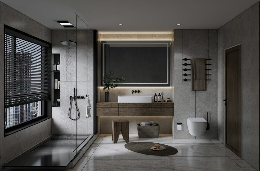 Modern bathroom with toilet